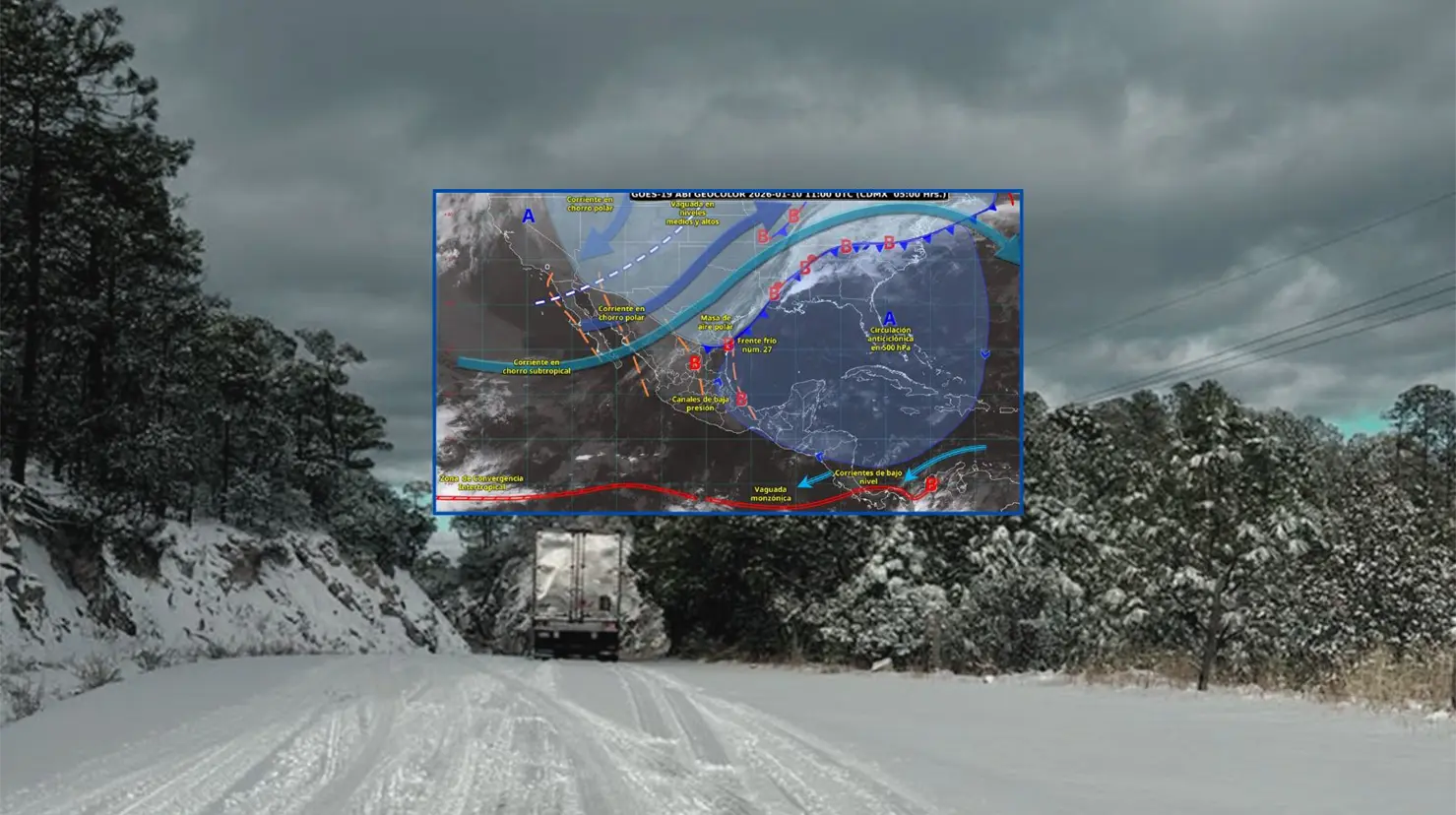 Frente Fr&iacute;o 27 en M&eacute;xico: Aire polar congelar&aacute; a m&aacute;s de 19 estados con temperaturas m&iacute;nimas de hasta -20&deg;C