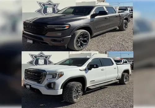 Polic&iacute;as estatales recuperan camionetas robadas en Cajeme
