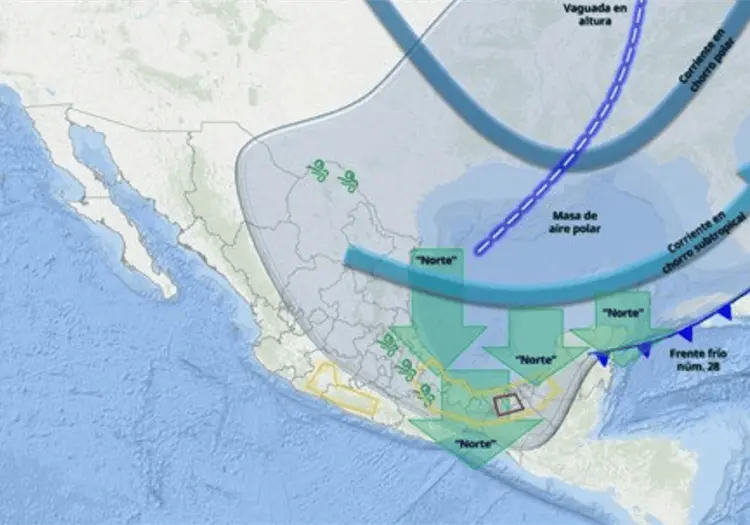 Frente fr&iacute;o 28 congelar&aacute; M&eacute;xico este jueves: lluvias, heladas y temperaturas bajas