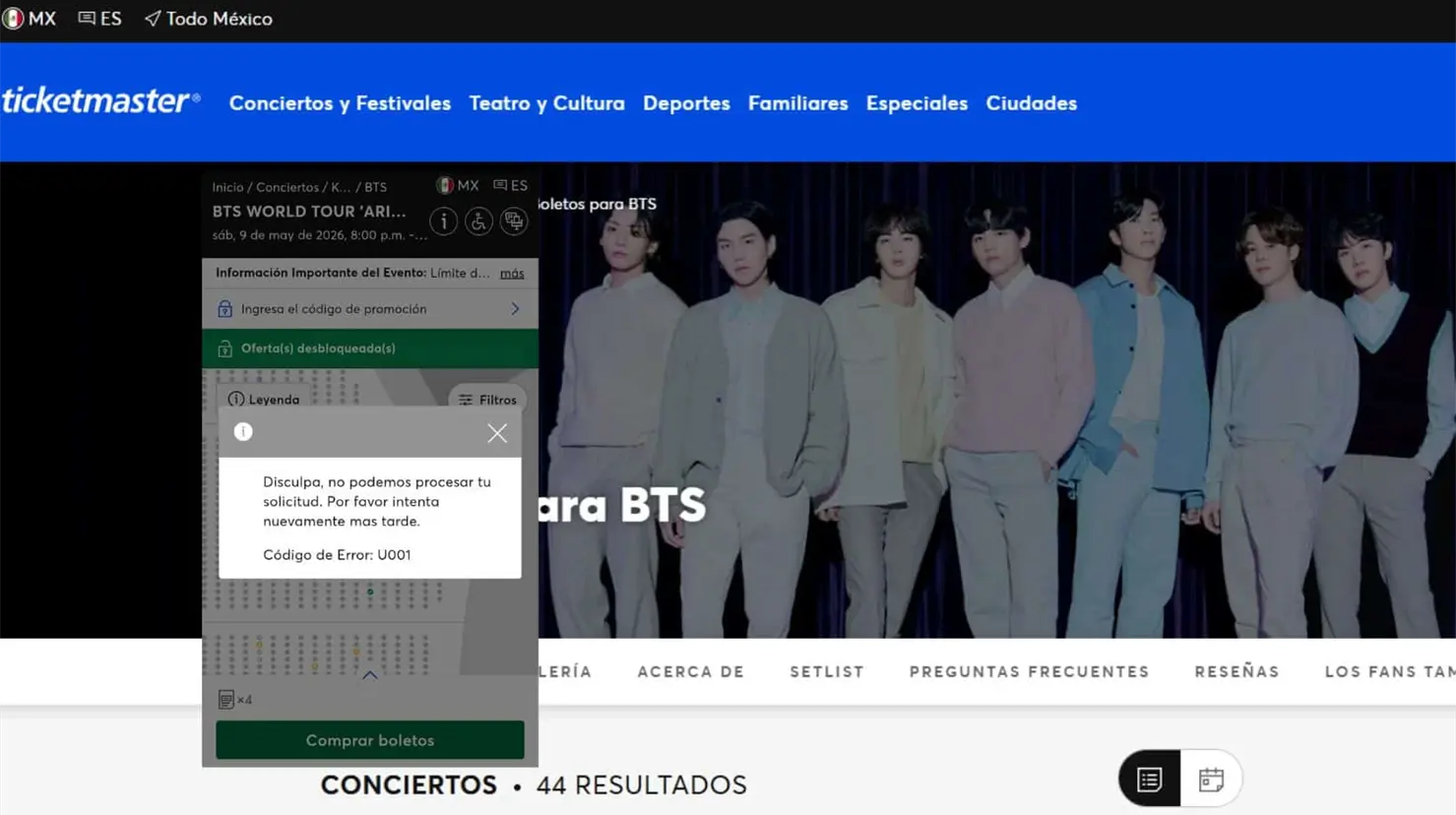 Preventa de BTS en México colapsa Ticketmaster: Usuarios reportan fallas en la compra de boletos