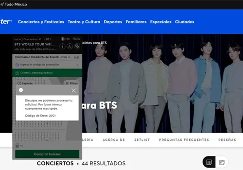Preventa de BTS en M&eacute;xico colapsa Ticketmaster: Usuarios reportan fallas en la compra de boletos