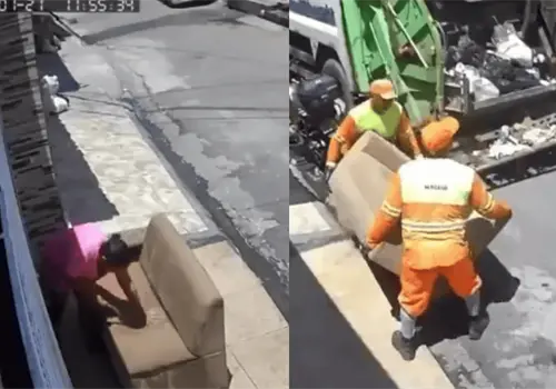VIDEO | Lavó su sillón, lo puso a secar y se lo llevó la basura VIDEO | Lavó su sillón, lo puso a secar y se lo llevó la basura