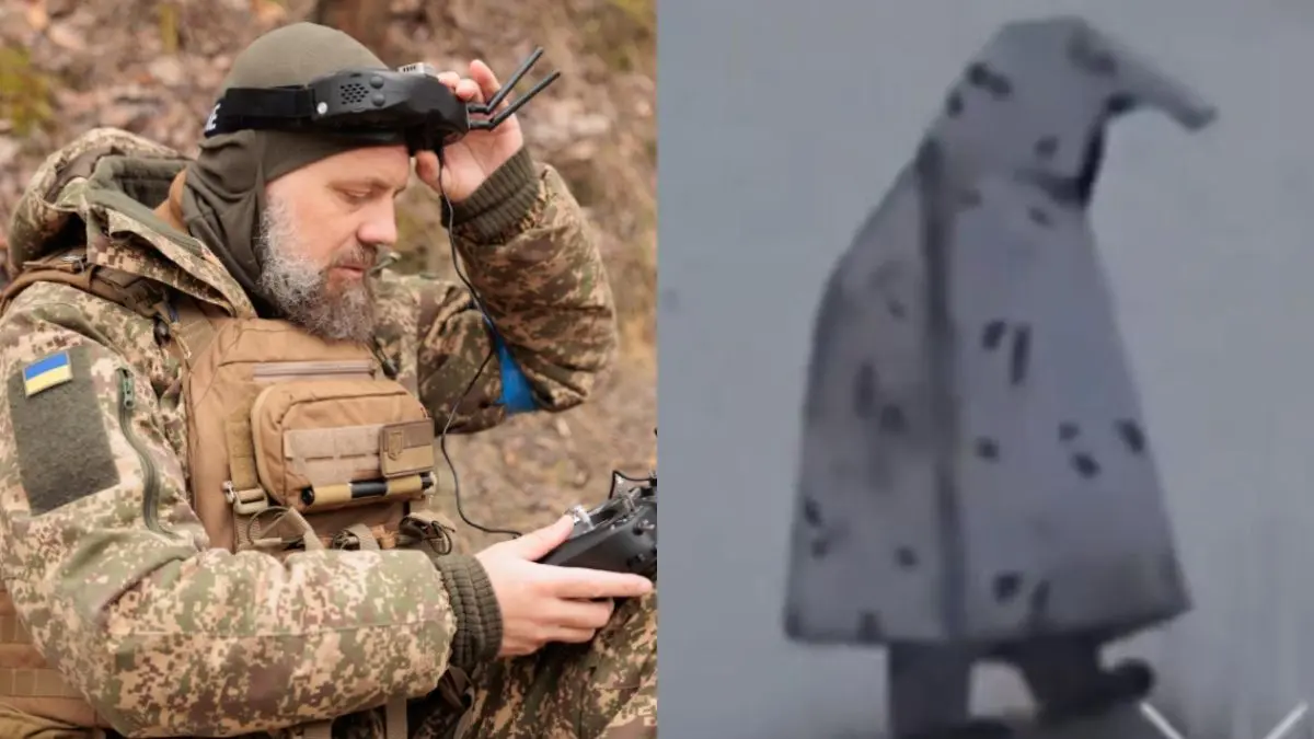 El video muestra al soldado ruso con camuflaje de ping&uuml;ino antes de ser detectado y derribado por drones ucranianos en el frente de batalla