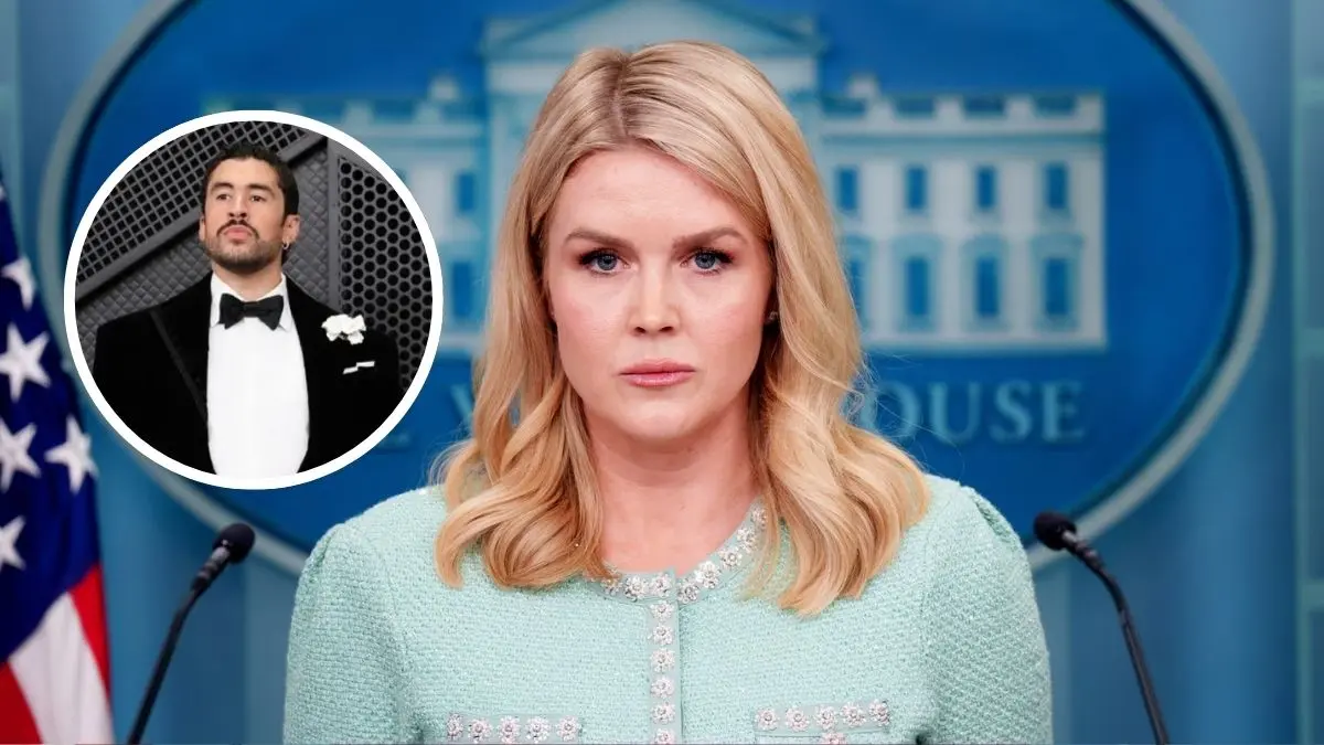 La portavoz de la Casa Blanca, Karoline Leavitt, durante una conferencia con medios al ser cuestionada por las declaraciones de Bad Bunny en los Premios Grammy