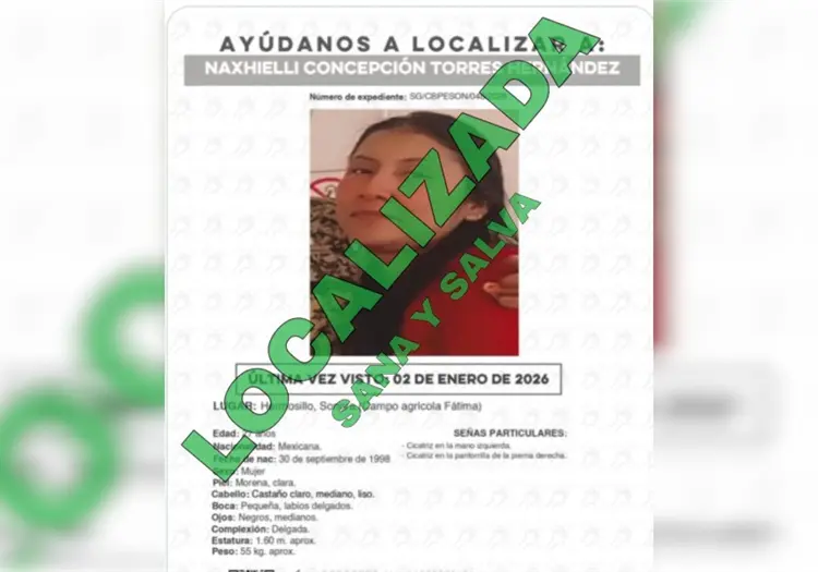 Hallan sana y salva a joven desaparecida en Hermosillo